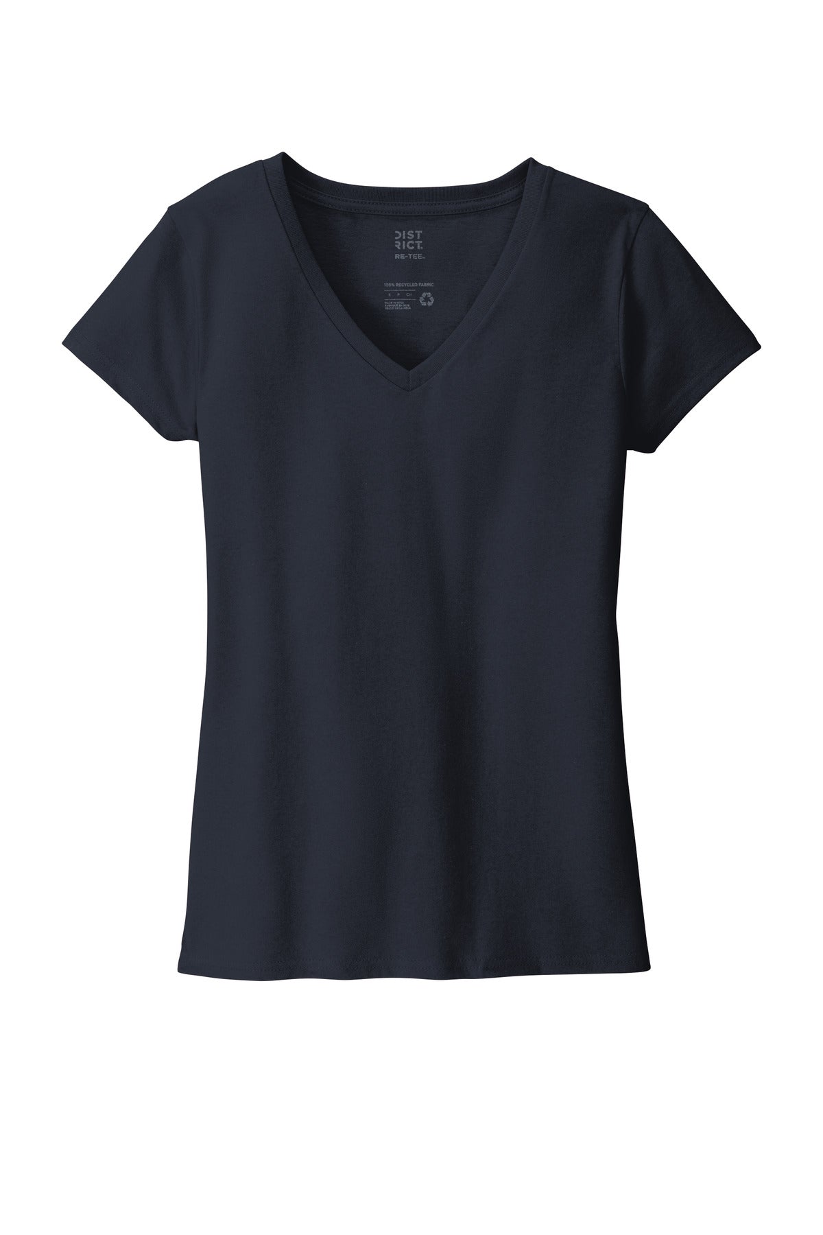 Front View of TrueNavy District Women's Re-Tee V-Neck DT8001
