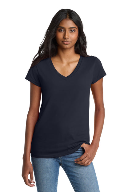 Front View of TrueNavy District Women's Re-Tee V-Neck DT8001