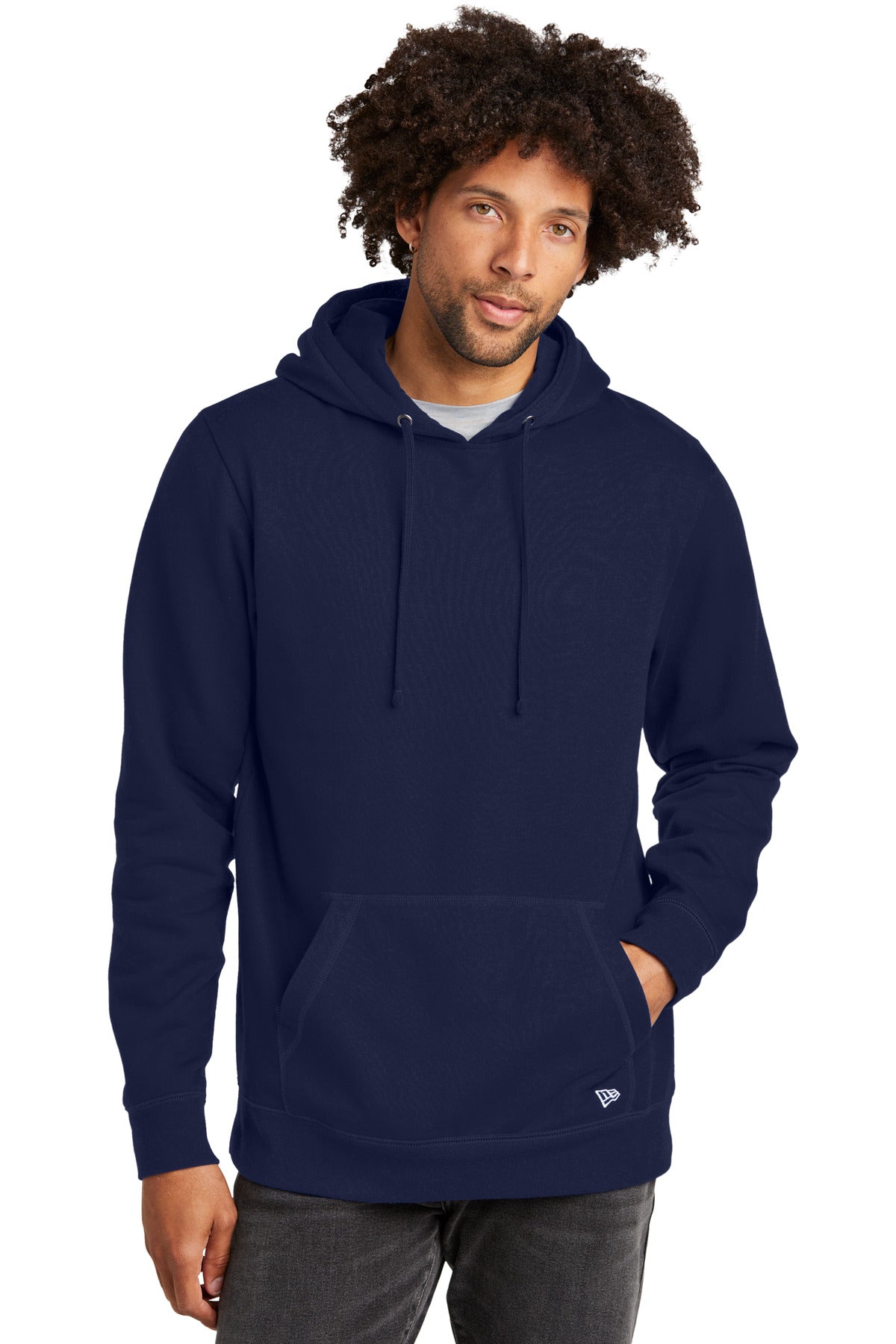 Front View of TrueNavy New Era Comeback Fleece Pullover Hoodie NEA550