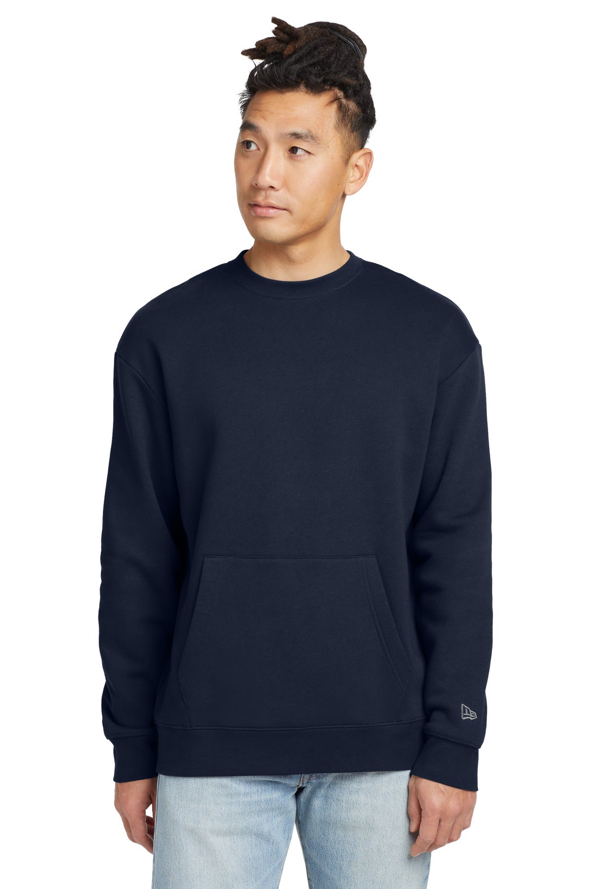 Front View of TrueNavy New Era Heritage Fleece Pocket Crew NEA527