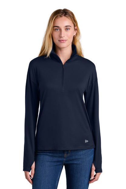Front View of TrueNavy New Era Women's Power 1/2-Zip LNEA228