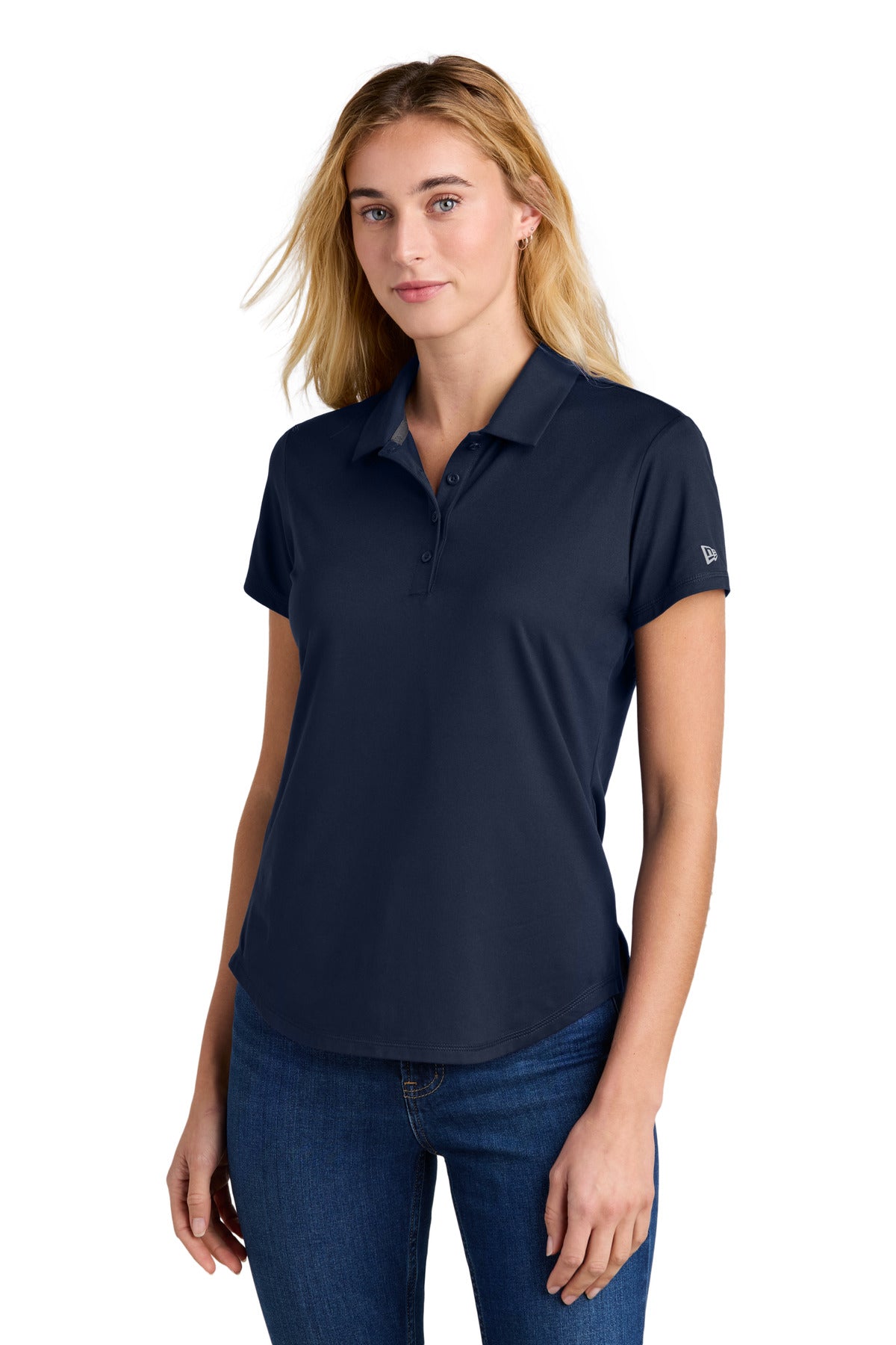 Front View of TrueNavy New Era Women's Power Polo LNEA225