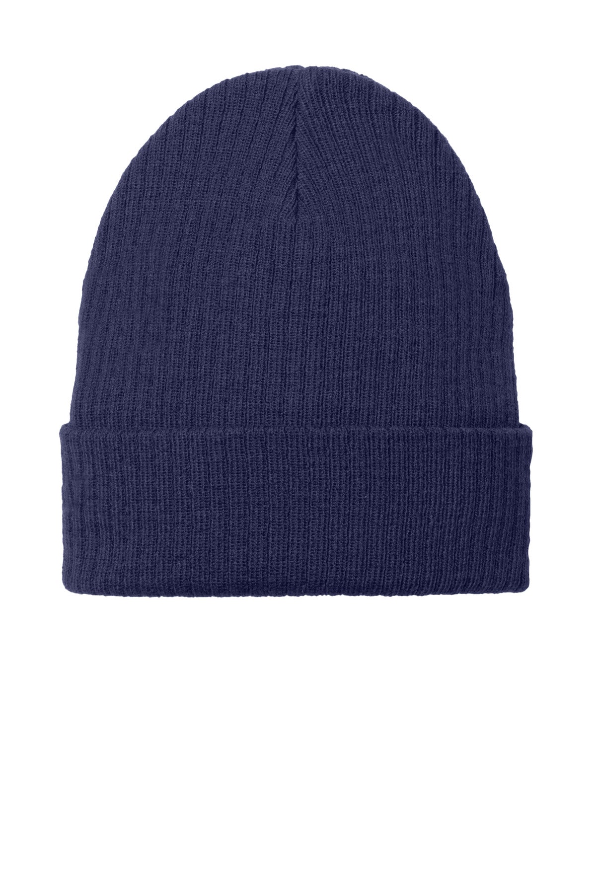 Front View of TrueNavy Port Authority C-FREE Recycled Beanie C880