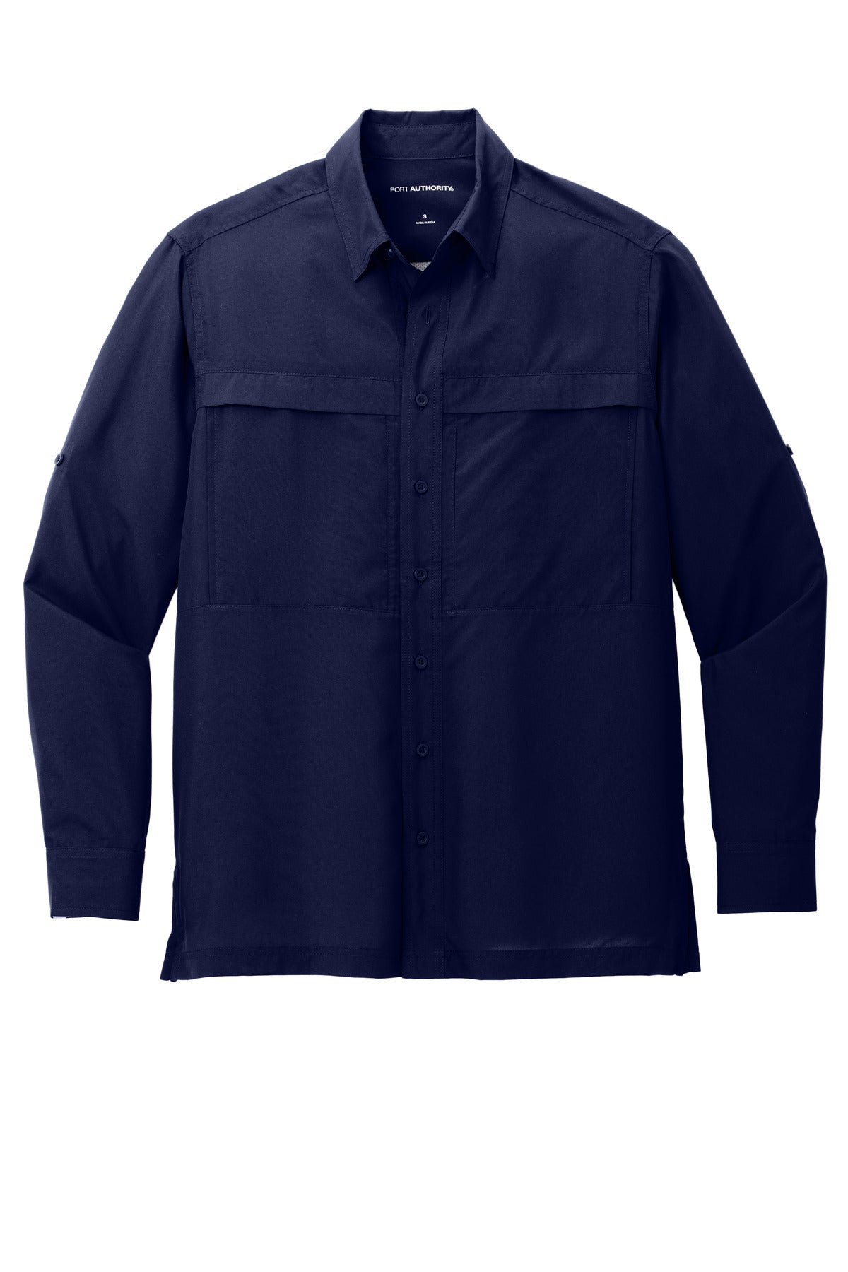 Front View of TrueNavy Port Authority Long Sleeve UV Daybreak Shirt W960