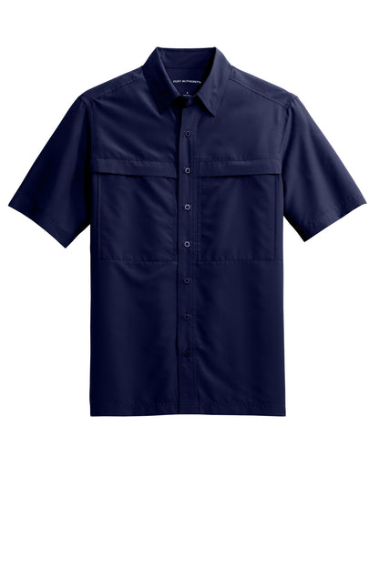 Front View of TrueNavy Port Authority Short Sleeve UV Daybreak Shirt W961