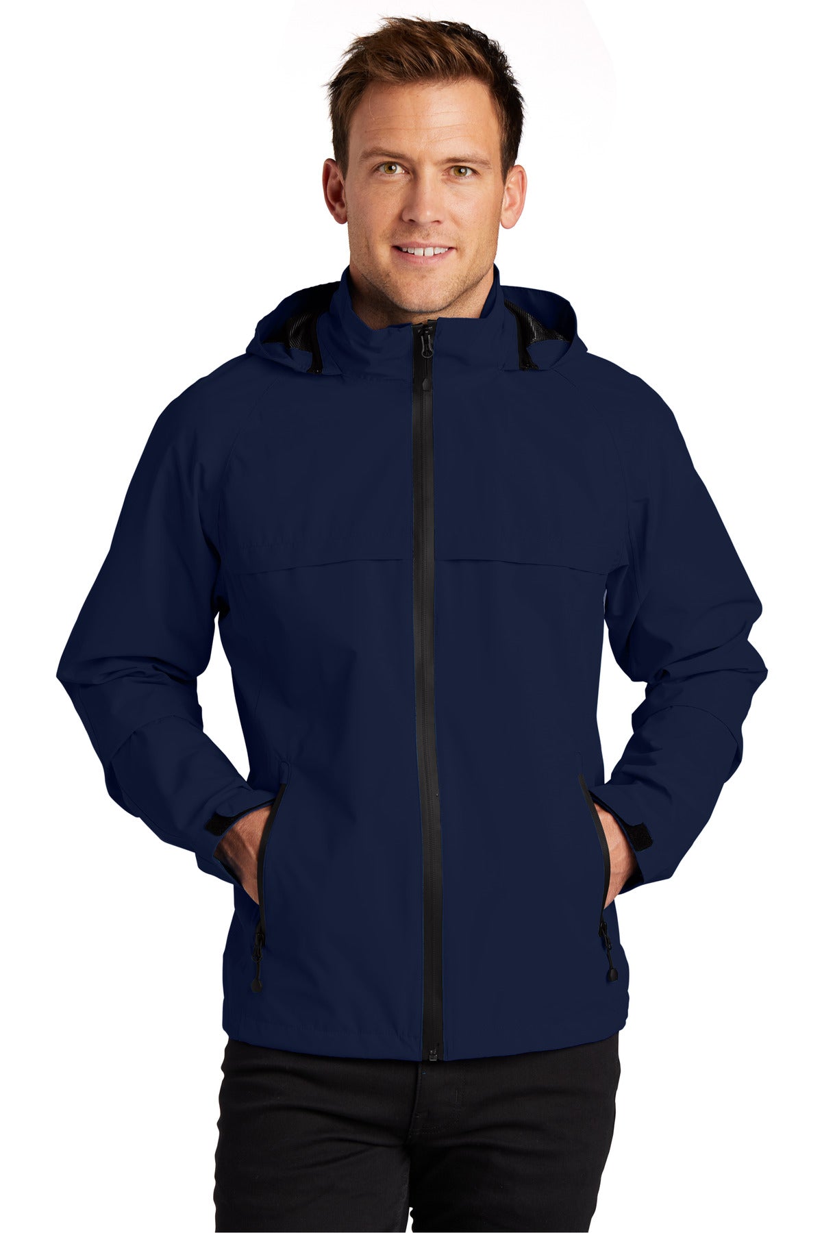 Front View of TrueNavy Port Authority Tall Torrent Waterproof Jacket TLJ333