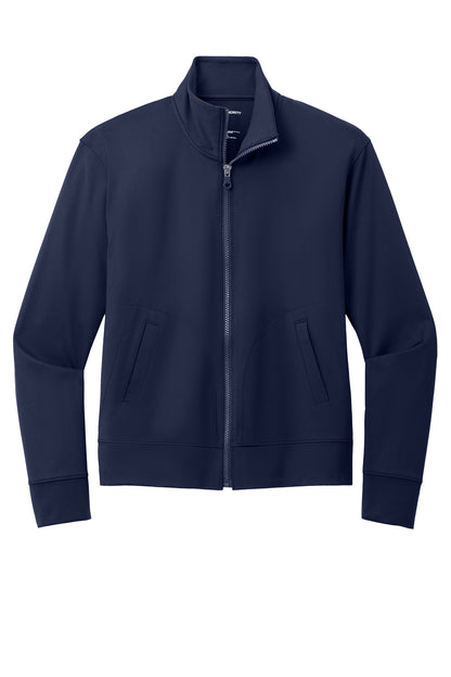 Front View of TrueNavy Port Authority Women's C-FREE Double Knit Full-Zip LK881