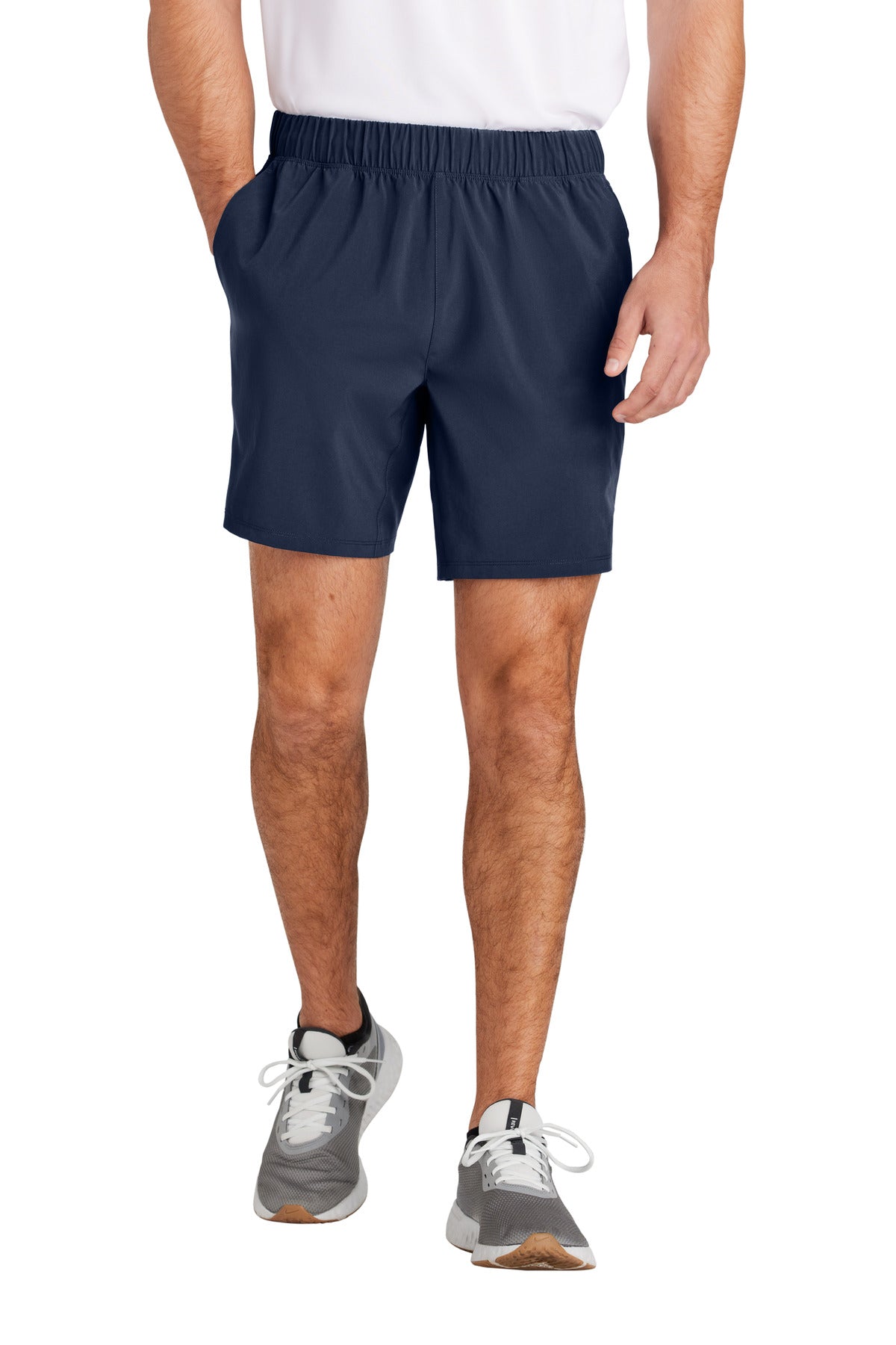 Front View of TrueNavy Sport-Tek Repeat 7" Short ST485