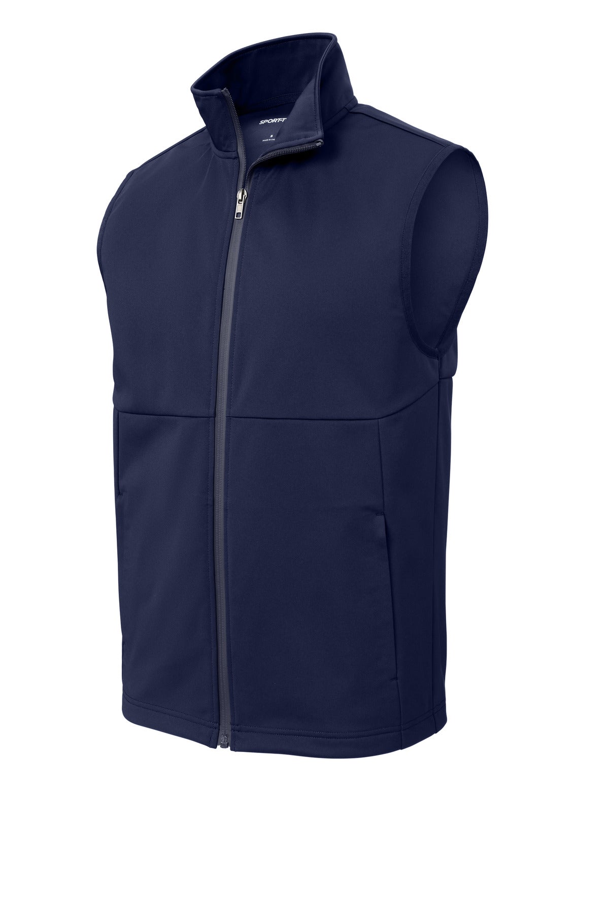 Front View of TrueNavy Sport-Tek Soft Shell Vest ST981