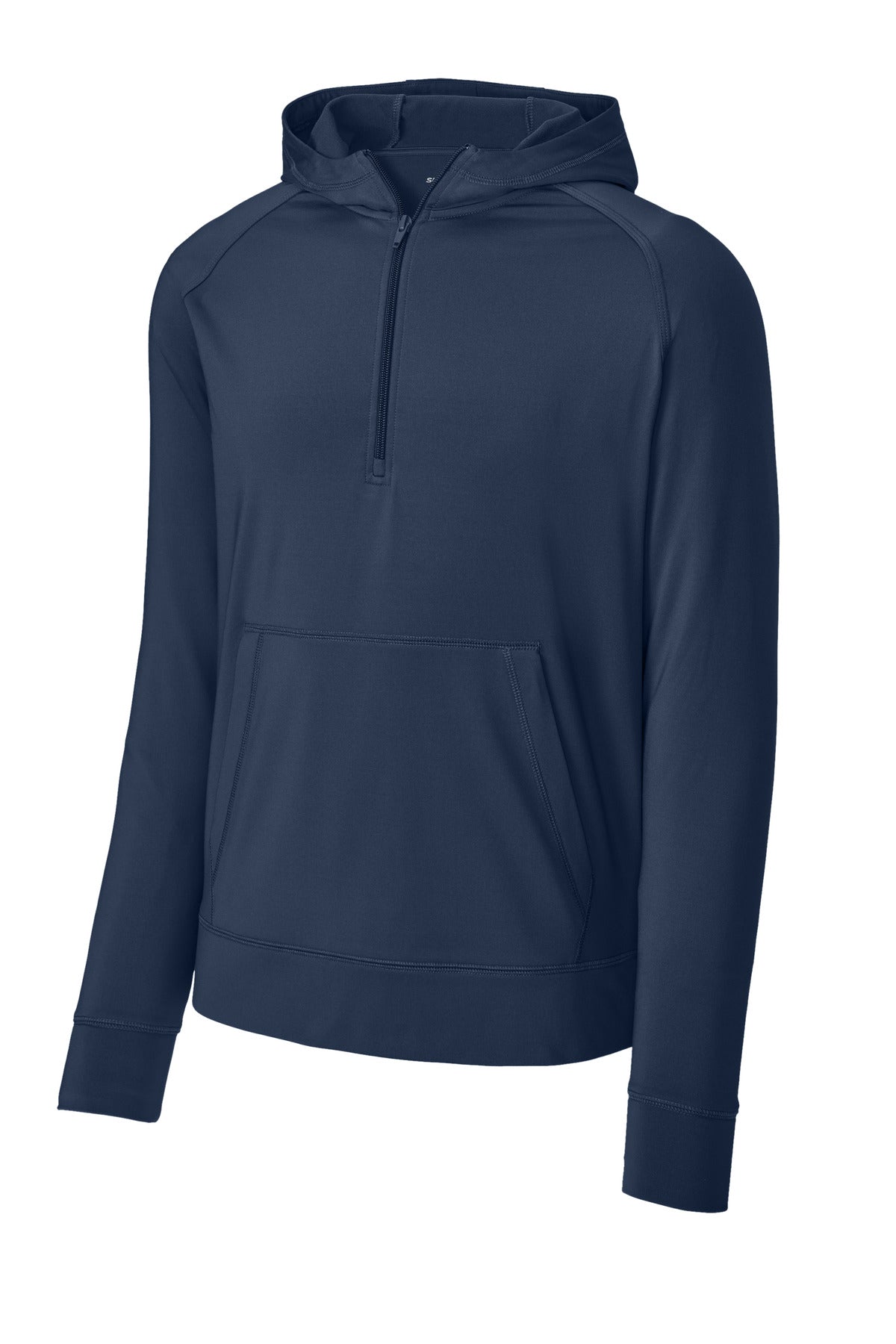 Front View of TrueNavy Sport-Tek Sport-Wick Stretch 1/2-Zip Hoodie ST856