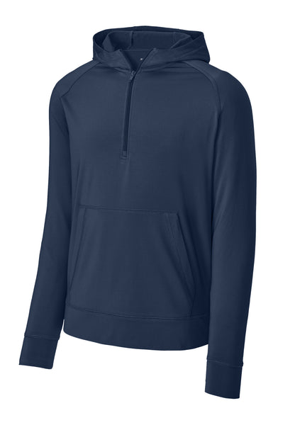 Front View of TrueNavy Sport-Tek Sport-Wick Stretch 1/2-Zip Hoodie ST856