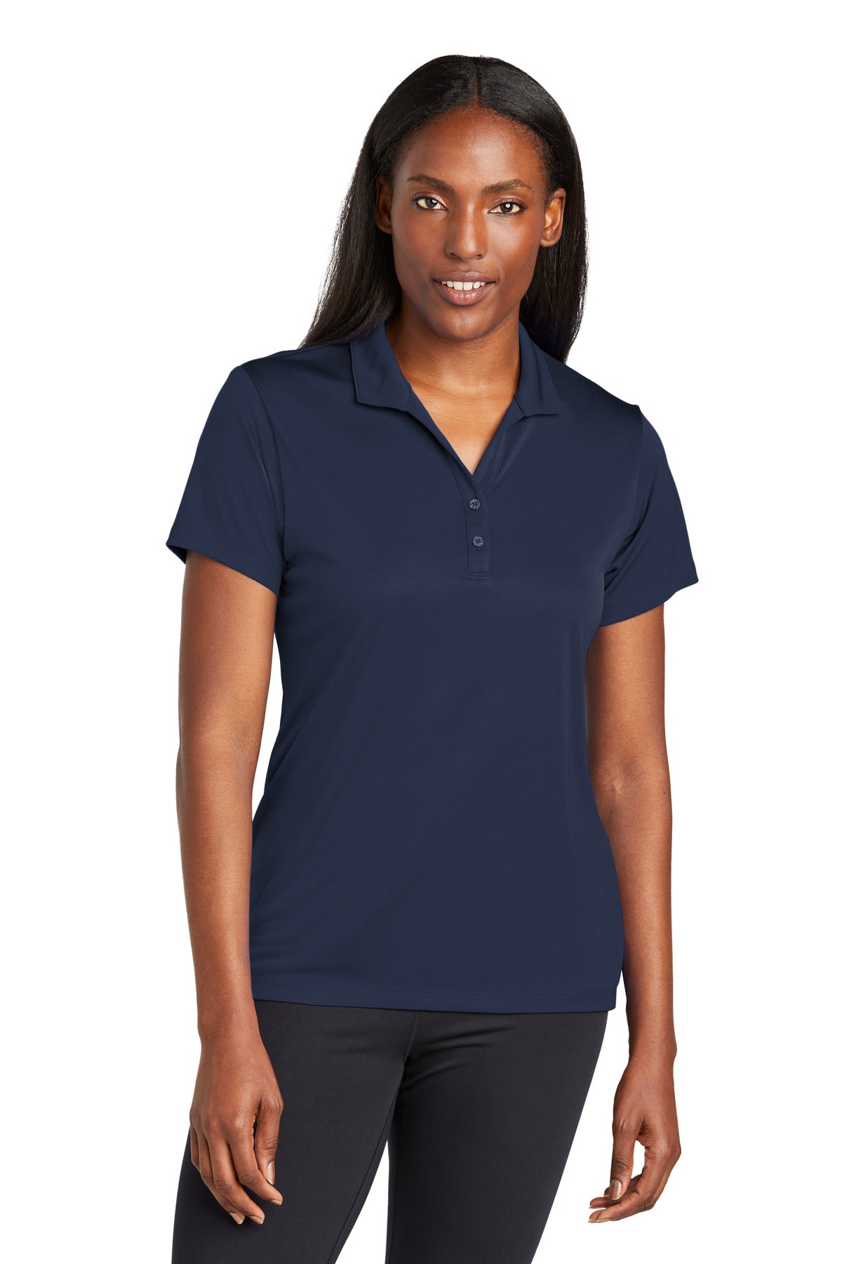 Front View of TrueNavy Sport-Tek Women's PosiCharge Re-Compete Polo LST725