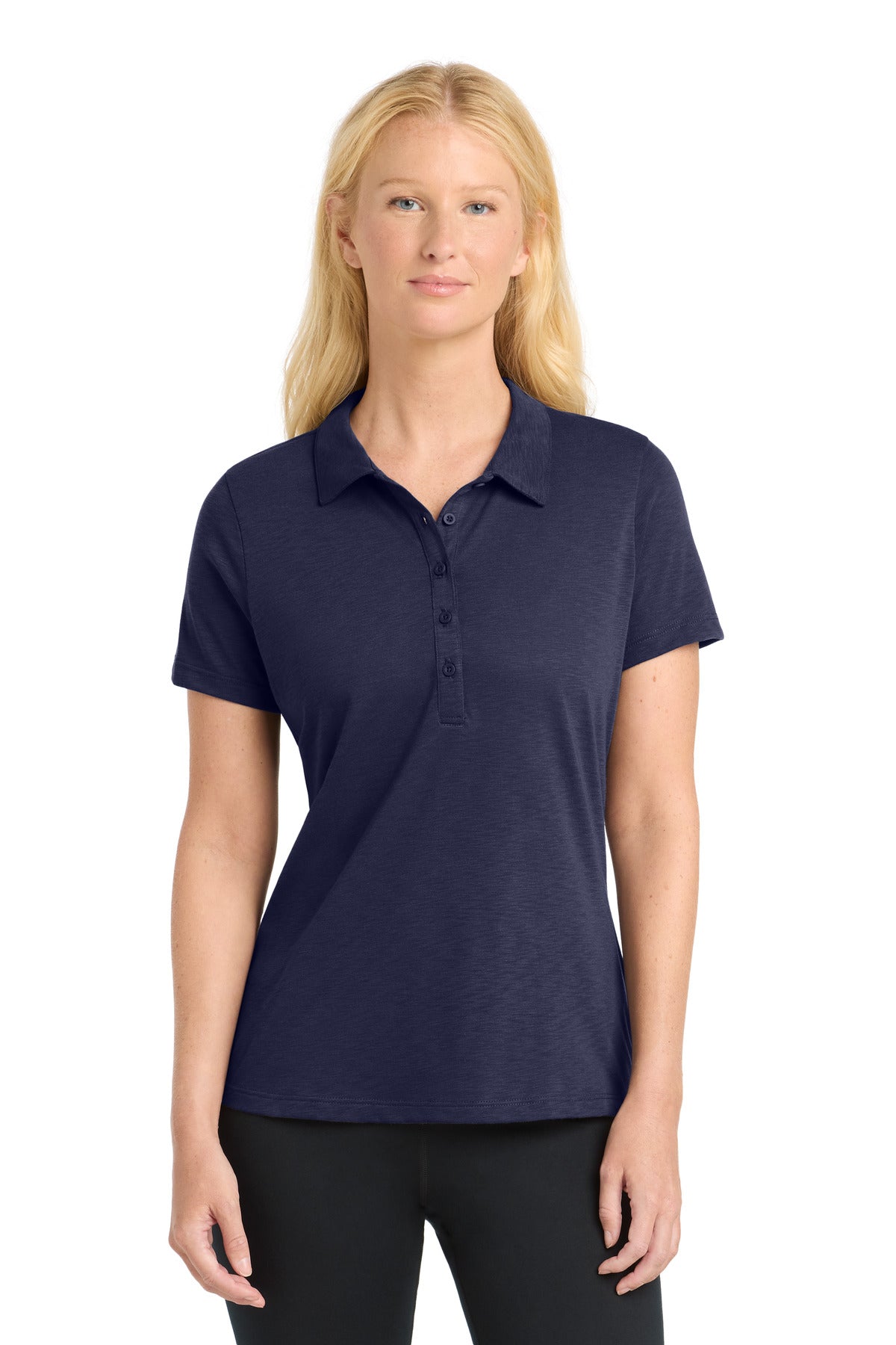 Front View of TrueNavy Sport-Tek Women's PosiCharge Strive Polo. LST530