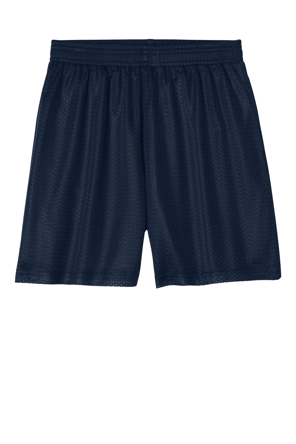 Front View of TrueNavy Sport-Tek Youth PosiCharge Mesh 5" Short YST5100