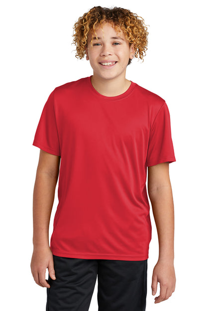 Front View of TrueRed Sport-Tek Youth PosiCharge Re-Compete Tee YST720