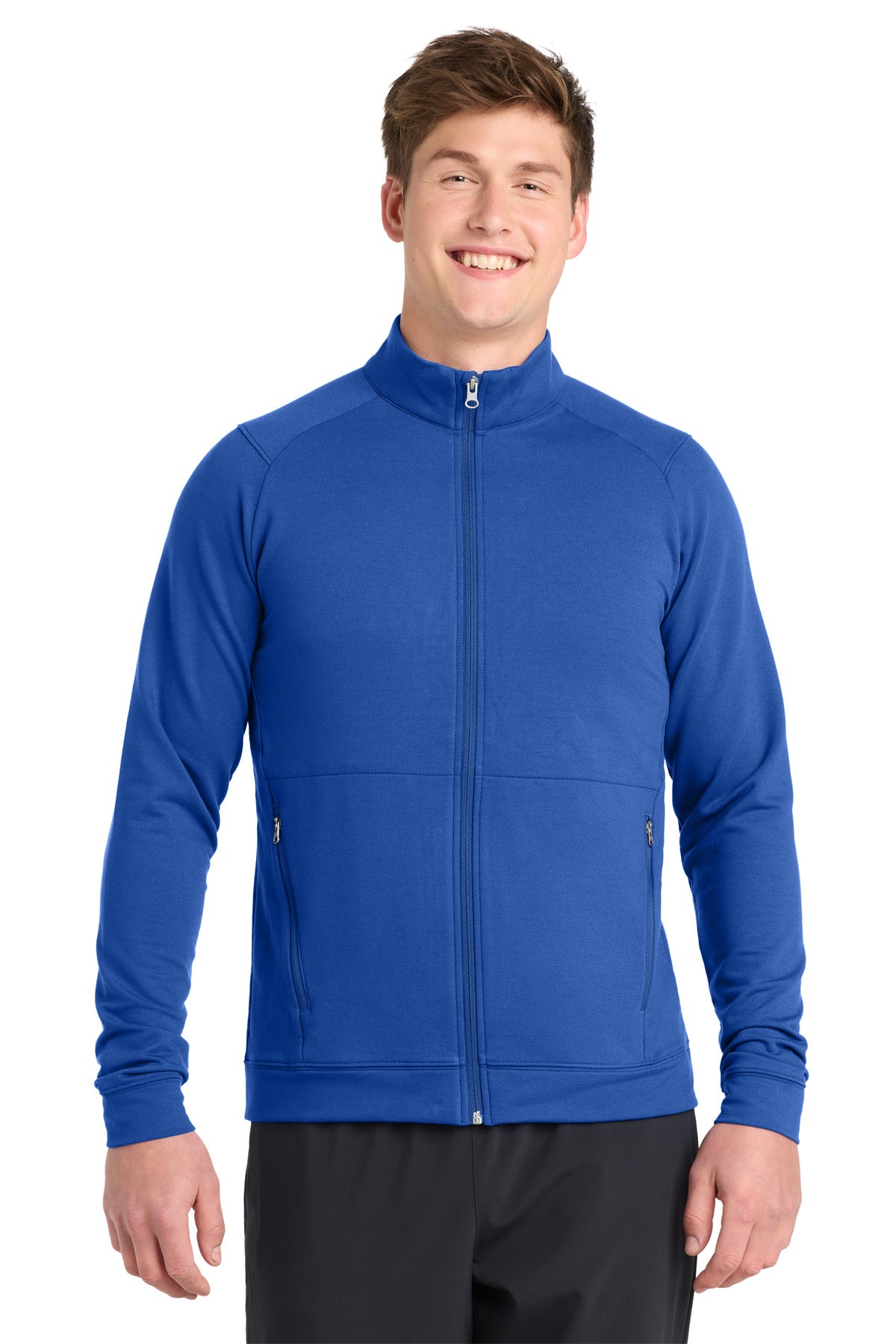 Front View of TrueRoyal Sport-Tek Sport-Wick Flex Fleece Full-Zip. ST560