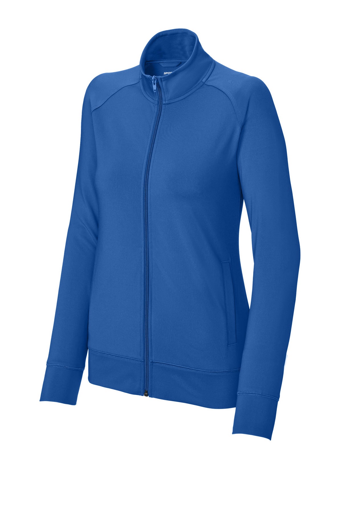 Front View of TrueRoyal Sport-Tek Women's Sport-Wick Stretch Full-Zip Cadet Jacket LST857
