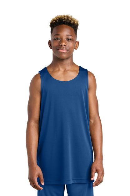 Front View of TRy/White Sport-Tek Youth PosiCharge Competitor Rev Tank YST551
