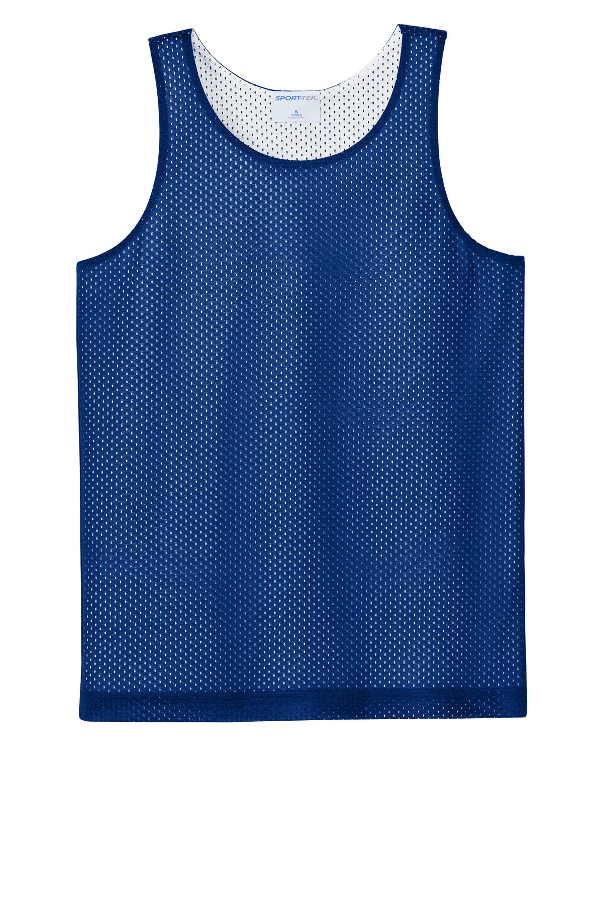 Front View of TRy/White Sport-Tek Youth PosiCharge Reversible Mesh Tank YST5000