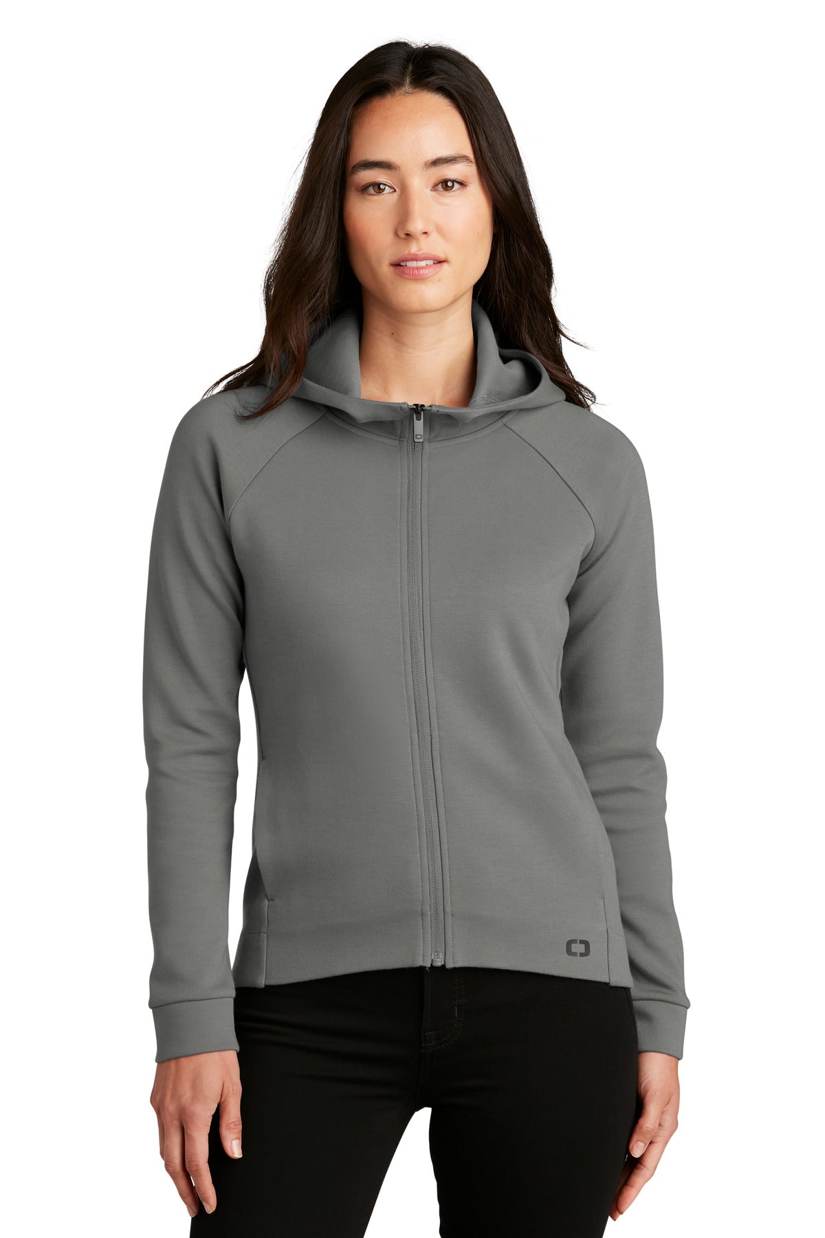 Front View of TurboGrey OGIO Women's Bolt Full-Zip Hoodie LOG850
