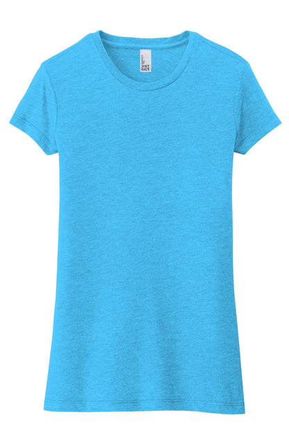 Front View of Turquoise Frst District Women's Fitted Perfect Tri Tee. DT155