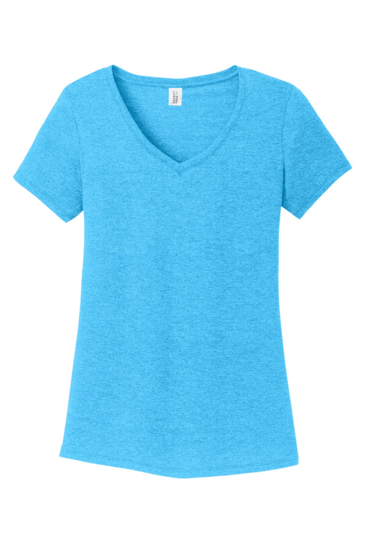 Front View of Turquoise Frst District Women's Perfect Tri V-Neck Tee. DM1350L