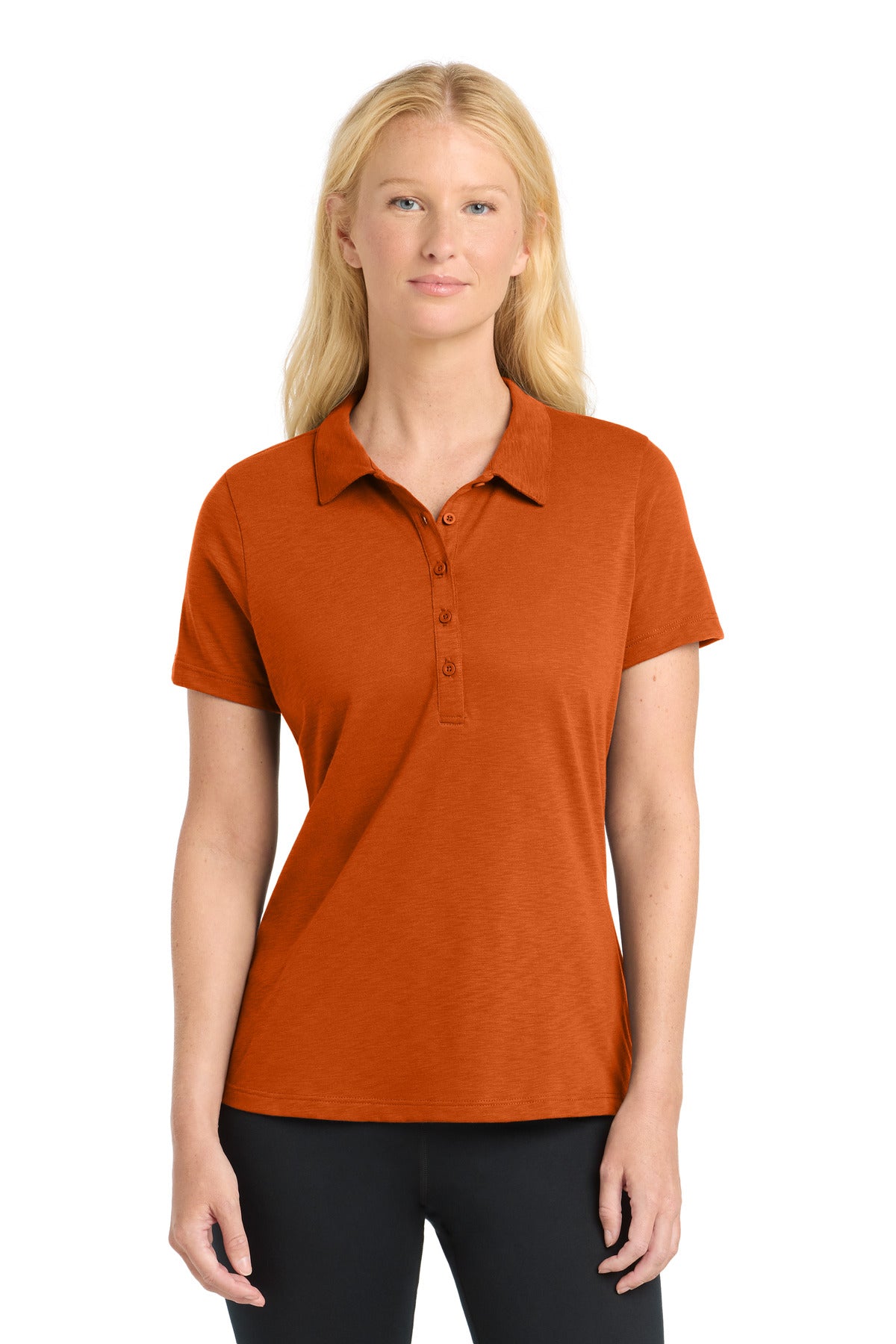 Front View of TxOrange Sport-Tek Women's PosiCharge Strive Polo. LST530