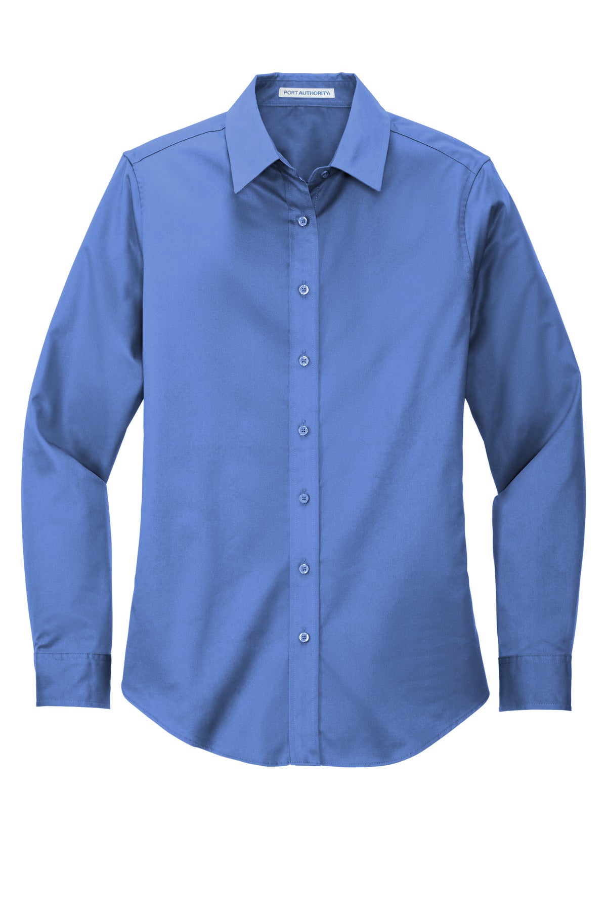 Front View of Ultramarne Blu Port Authority Women's Long Sleeve Easy Care Shirt. L608