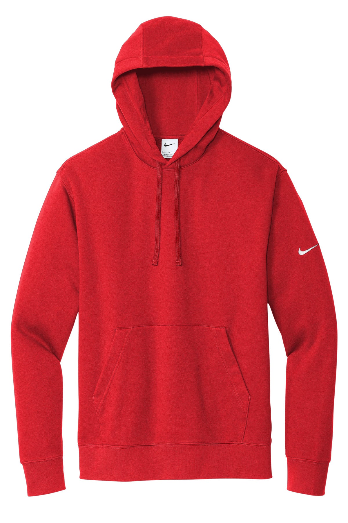 Front View of UniRed Nike Club Fleece Sleeve Swoosh Pullover Hoodie NKDR1499