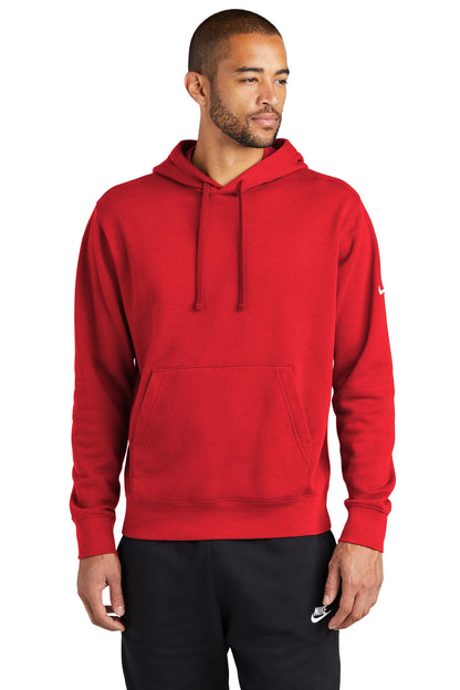 Front View of UniRed Nike Club Fleece Sleeve Swoosh Pullover Hoodie NKDR1499