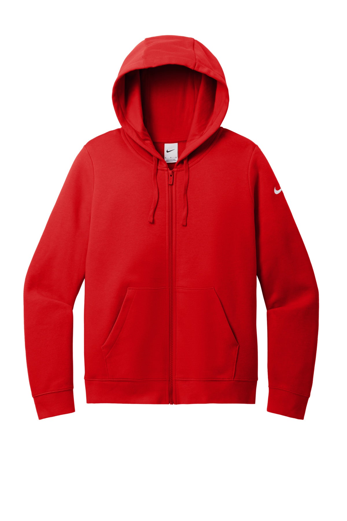 Front View of UniRed Nike Women's Club Fleece Sleeve Swoosh Full-Zip Hoodie NKFD9890