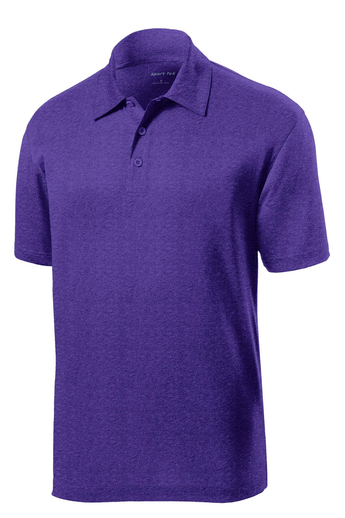 Front View of Var Purple Hth Sport-Tek Heather Contender Polo. ST660