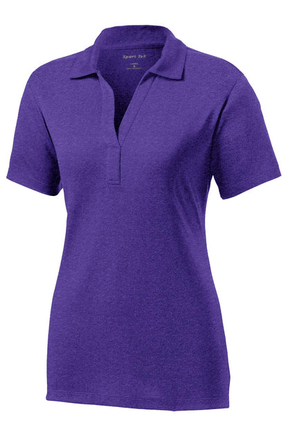 Front View of Var Purple Htr Sport-Tek Women's Heather Contender Polo. LST660