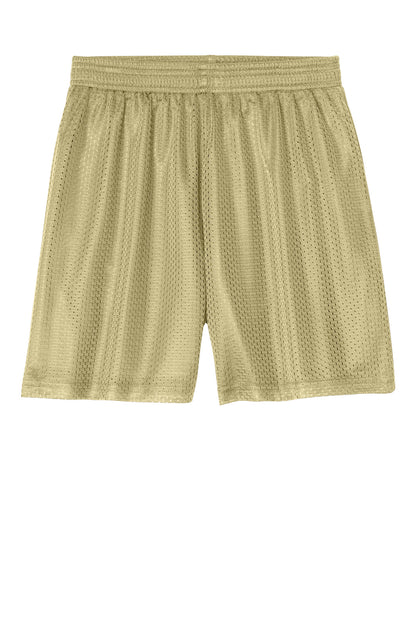 Front View of VegasGold Sport-Tek Youth PosiCharge Mesh 5" Short YST5100