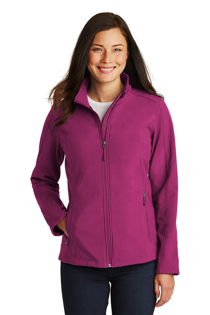 Front View of Very Berry Port Authority Women's Core Soft Shell Jacket. L317