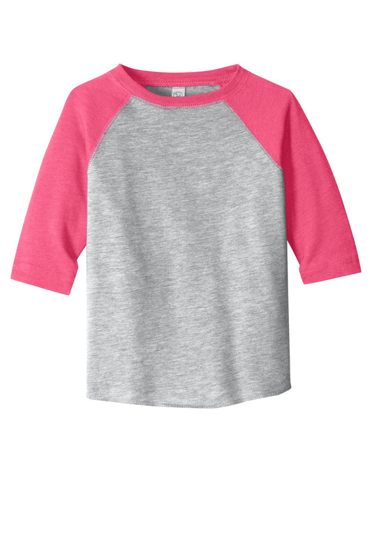 Front View of VH/Vnt Hot Pnk DISCONTINUED Rabbit Skins Toddler Baseball Fine Jersey Tee. RS3330