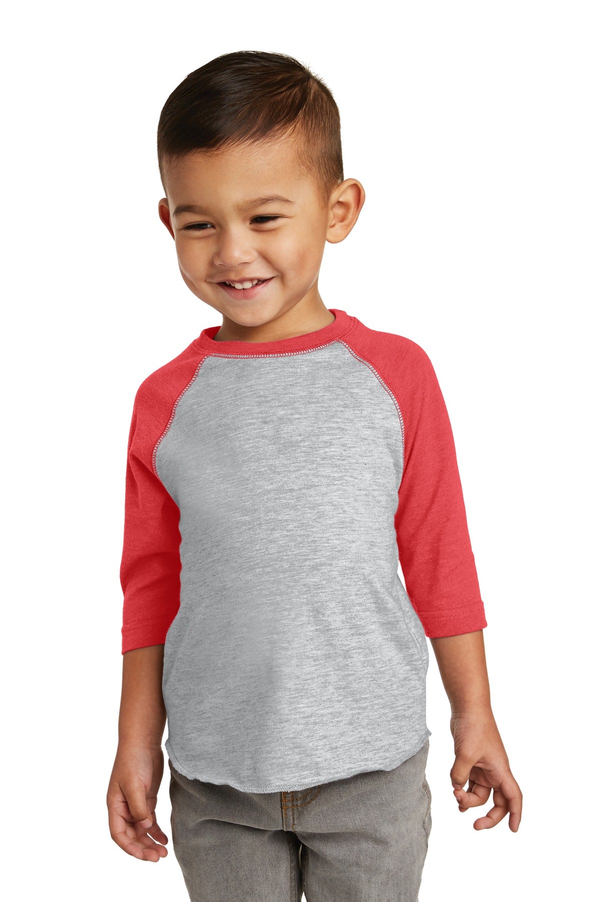 Front View of VH/Vnt Red DISCONTINUED Rabbit Skins Toddler Baseball Fine Jersey Tee. RS3330