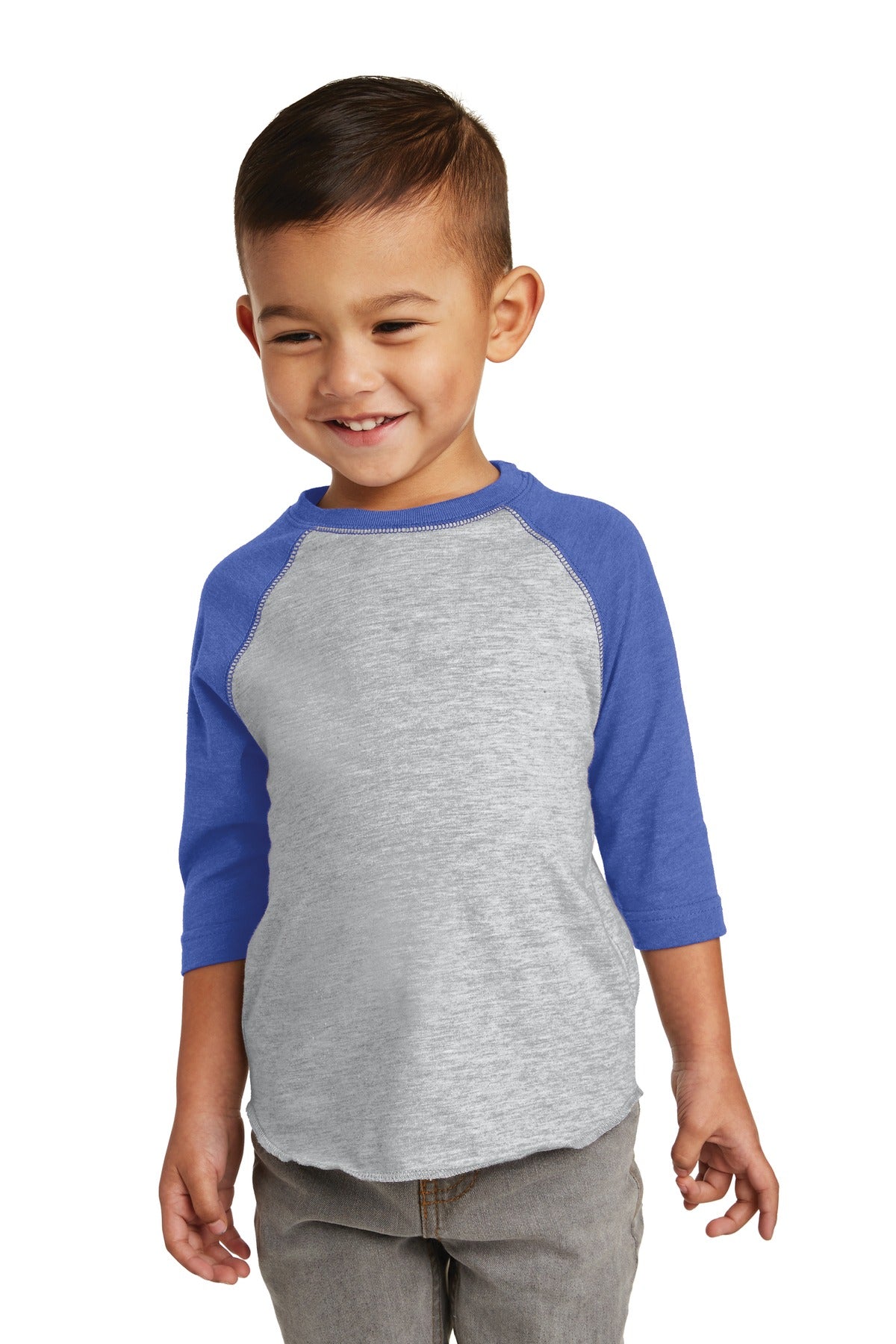 Front View of VH/Vnt Royal DISCONTINUED Rabbit Skins Toddler Baseball Fine Jersey Tee. RS3330