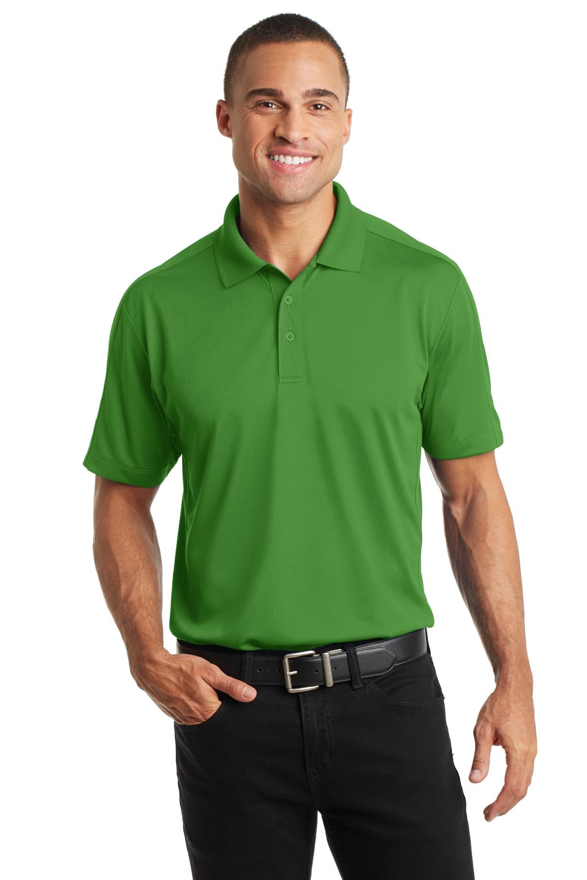 Front View of Vine Green Port Authority Diamond Jacquard Polo. K569