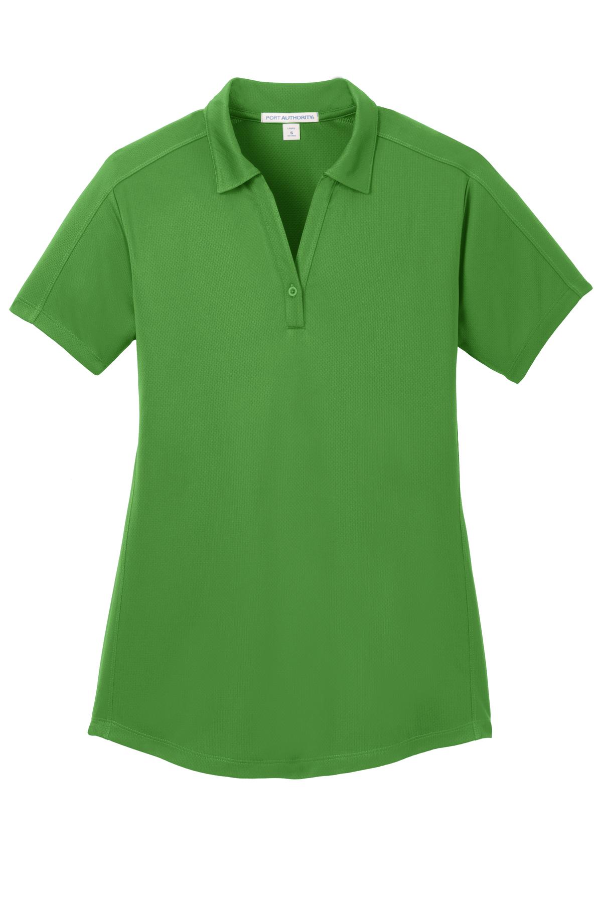 Front View of Vine Green Port Authority Women's Diamond Jacquard Polo. L569