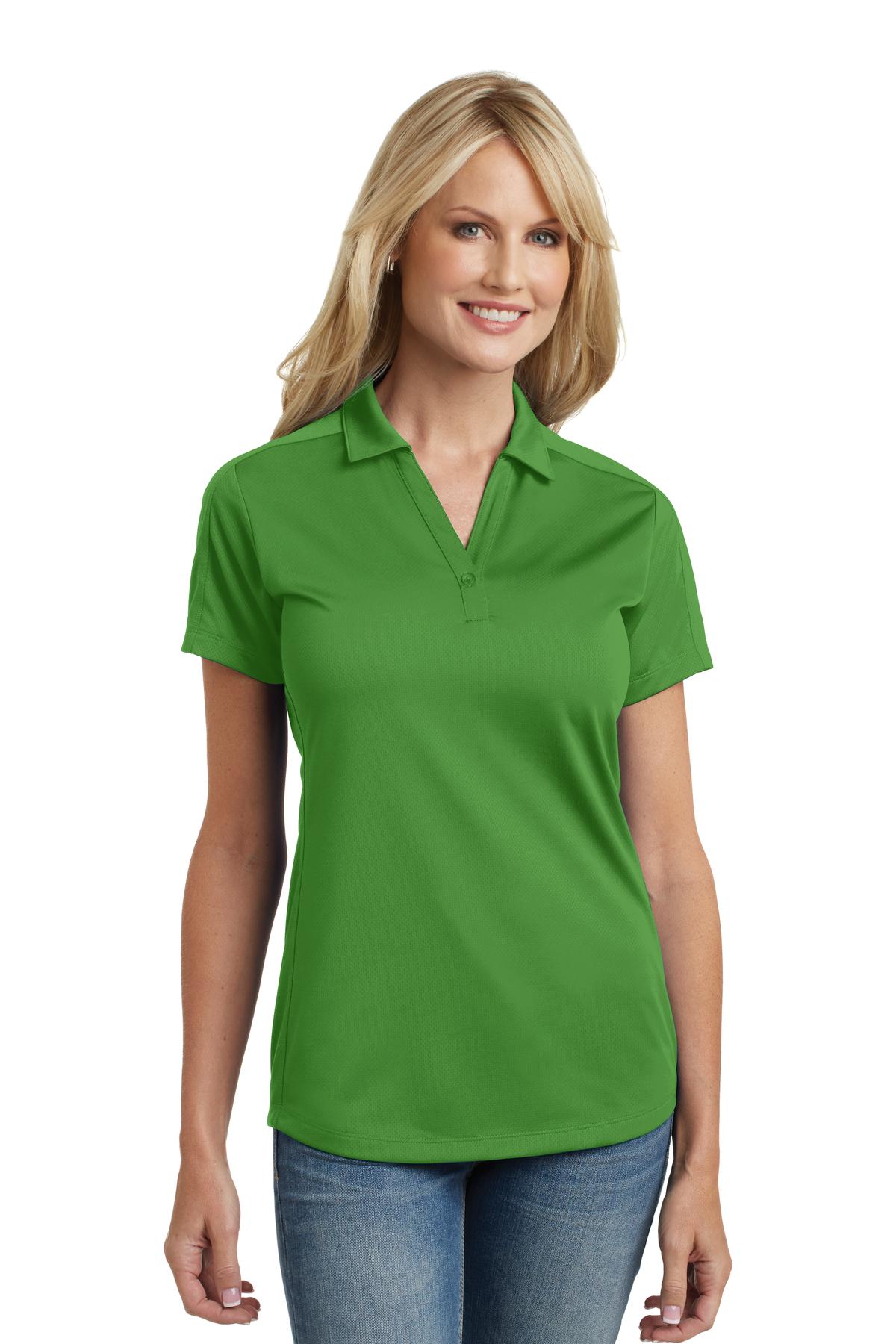 Front View of Vine Green Port Authority Women's Diamond Jacquard Polo. L569