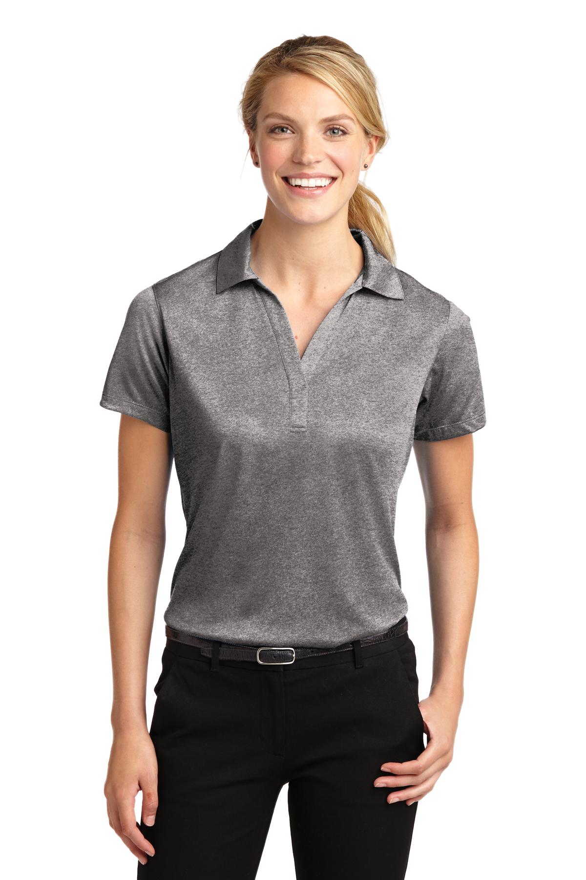 Front View of Vintage Hthr Sport-Tek Women's Heather Contender Polo. LST660