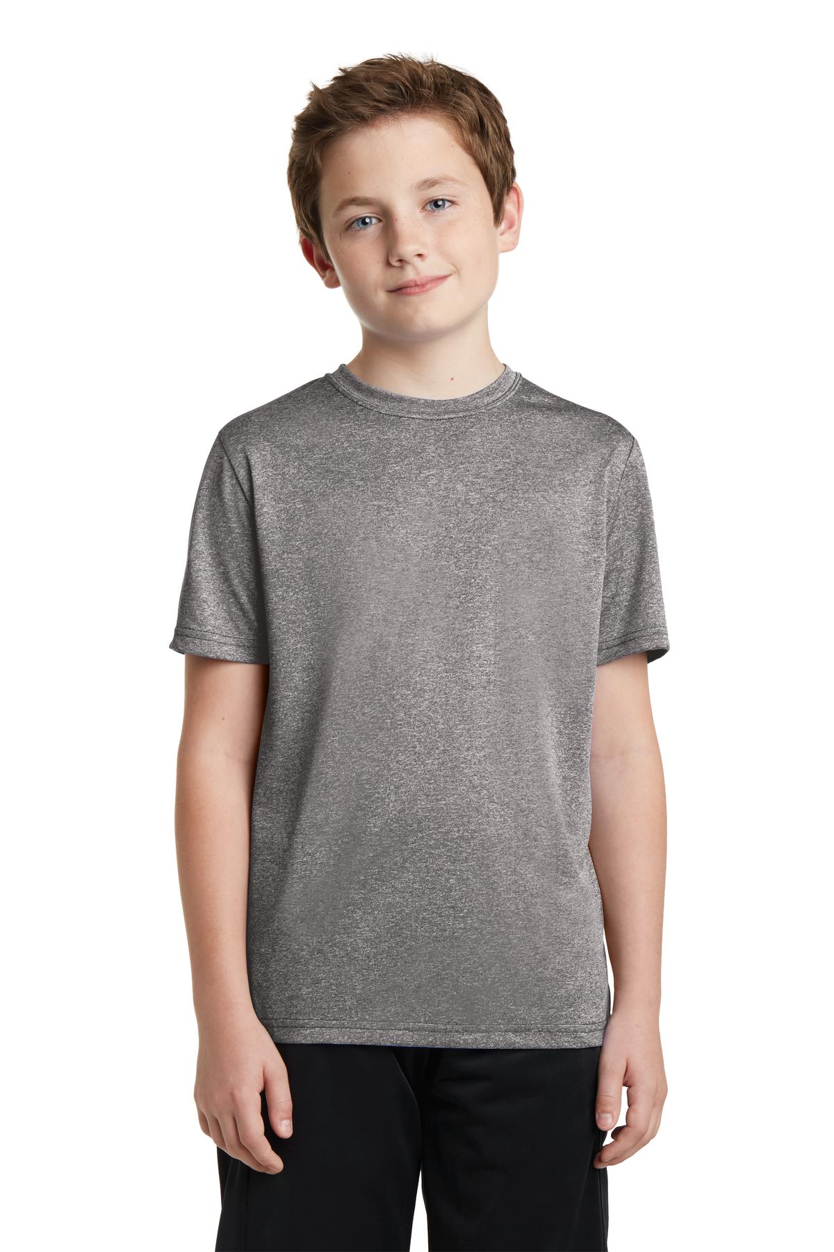 Front View of Vintage Hthr Sport-Tek Youth Heather Contender Tee. YST360