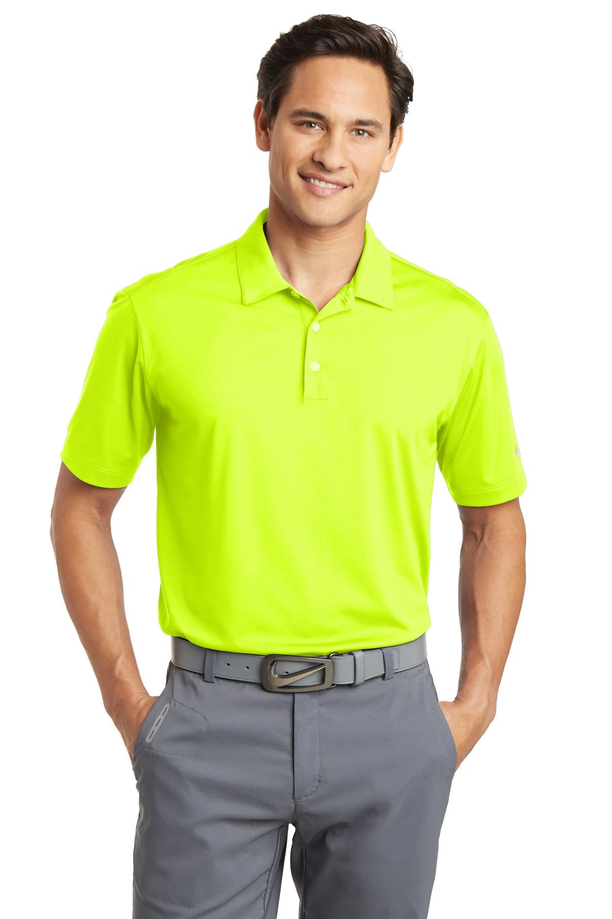 Front View of Volt Nike Dri-FIT Vertical Mesh Polo. 637167