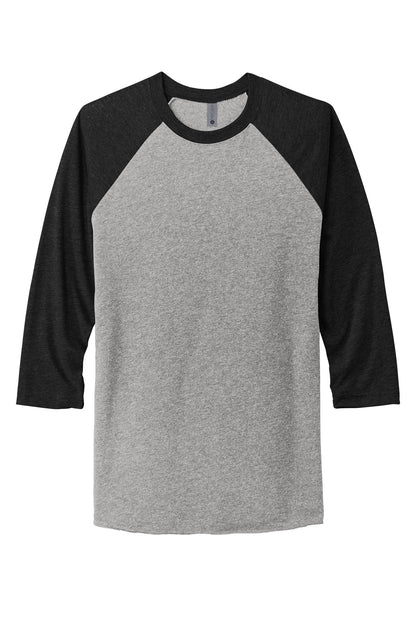 Front View of VtgB/PrmHt Next Level Apparel Adult Tri-Blend 3/4-Sleeve Raglan Tee. NL6051