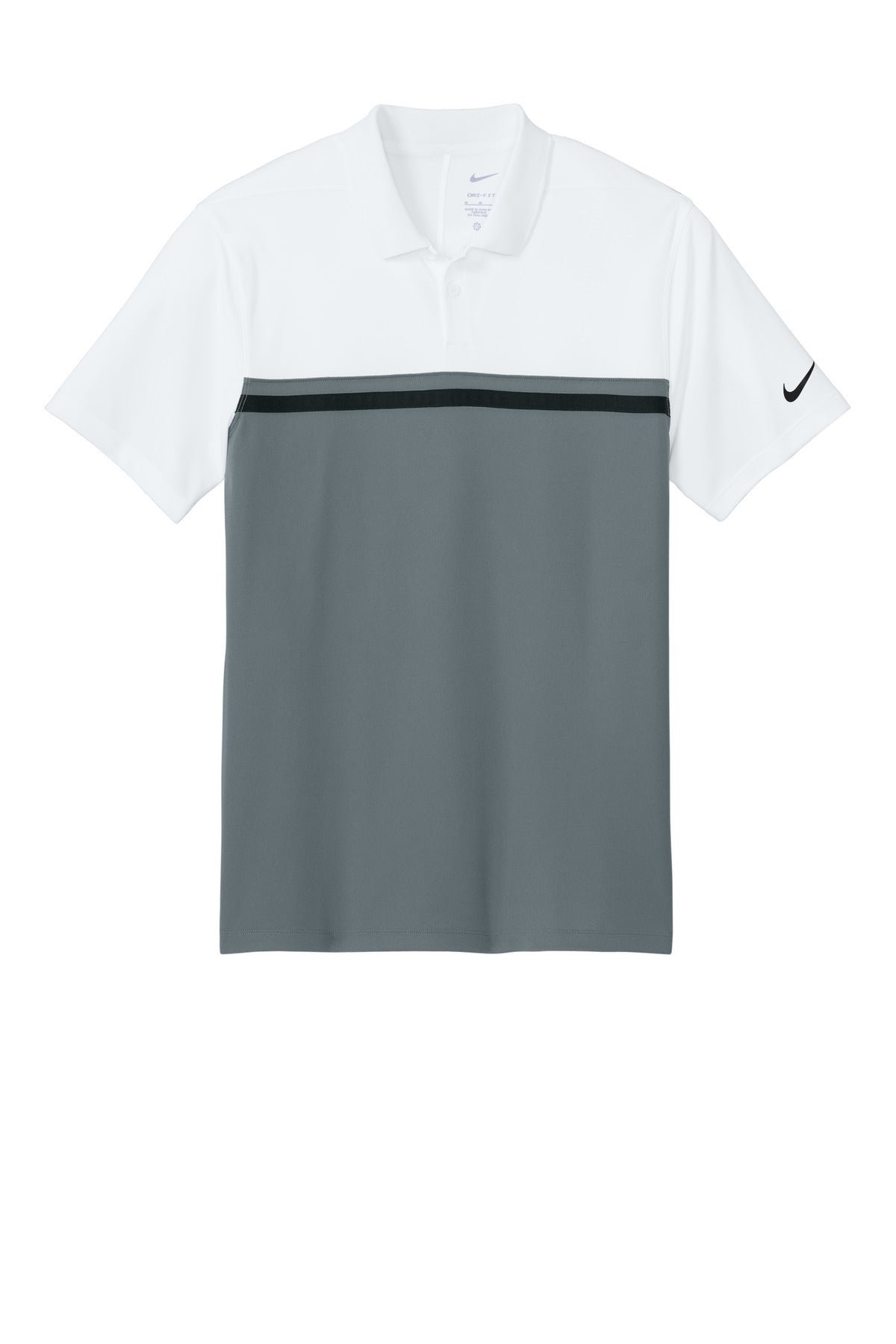 Front View of W/CoolG/Bk Nike Dri-FIT Victory Colorblock Polo NKFQ3968