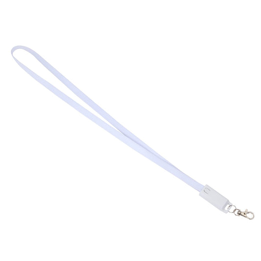 Front View of White 5-in-1 40W PD Charging Cable Lanyard plain