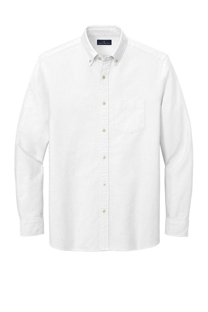 Front View of White Brooks Brothers Casual Oxford Cloth Shirt BB18004