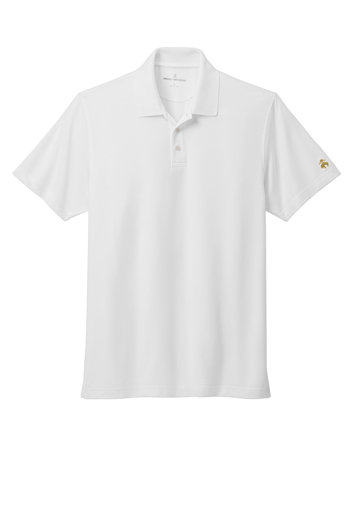 Front View of White Brooks Brothers Mesh Pique Performance Polo BB18220