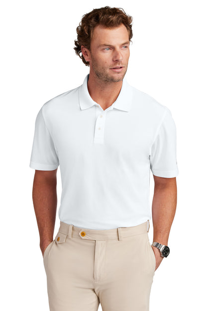 Front View of White Brooks Brothers Mesh Pique Performance Polo BB18220